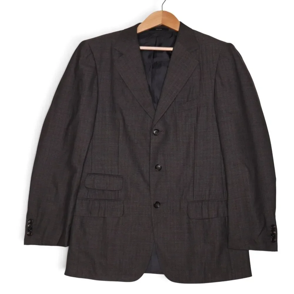 Gucci Tom Ford Era Designer Men's IT48/US38 Gray 3-Button Wool Bazer Suit Jacket